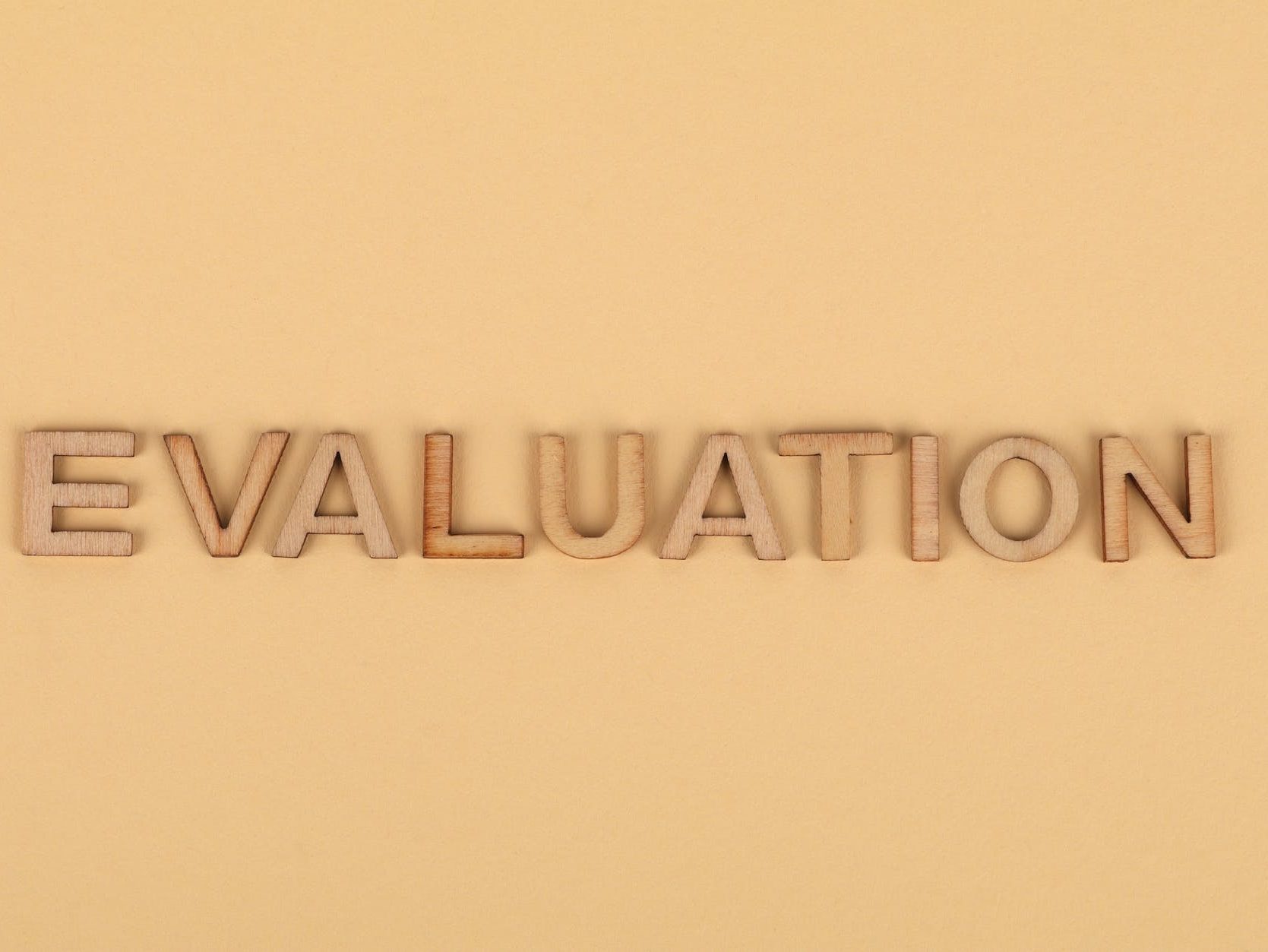 Image of a word that says evaluation